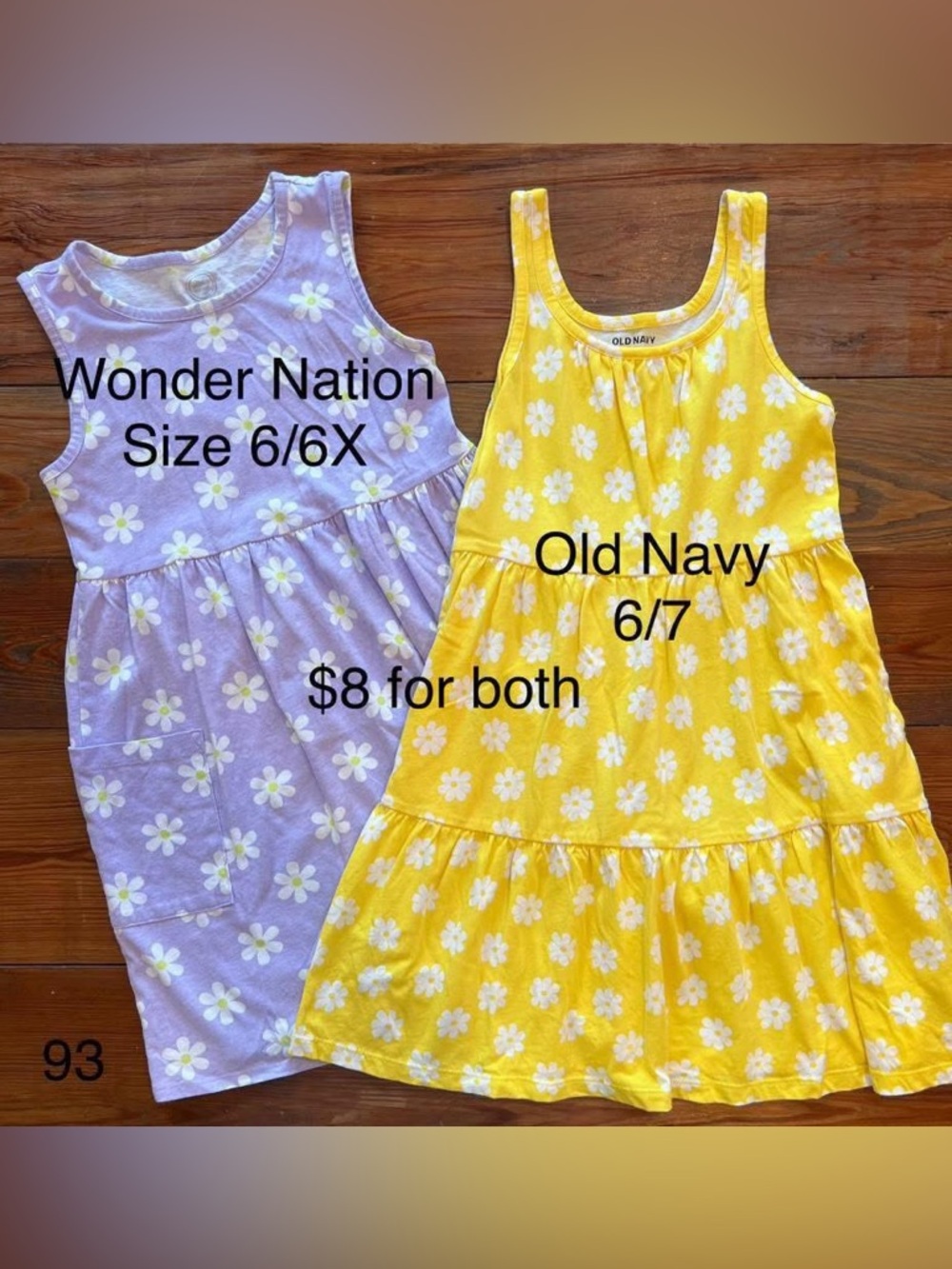 Old Navy Yellow Daisy Tank Dress & Wonder Nation Lavender Daisy Tank Dress (Set)